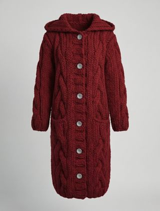 Long Hooded Cardigan Women Chunky Knit - View 7