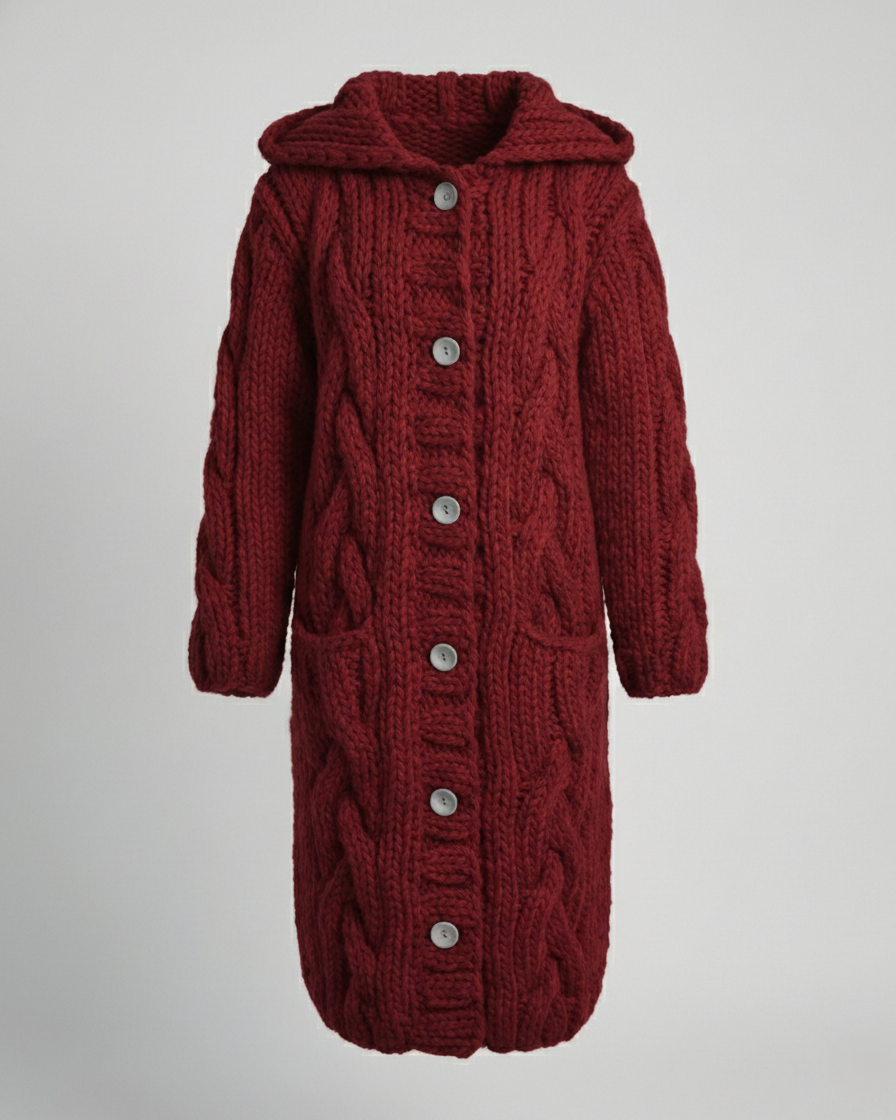 Long Hooded Cardigan Women Chunky Knit - View 7