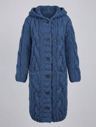 Long Hooded Cardigan Women Chunky Knit - View 8