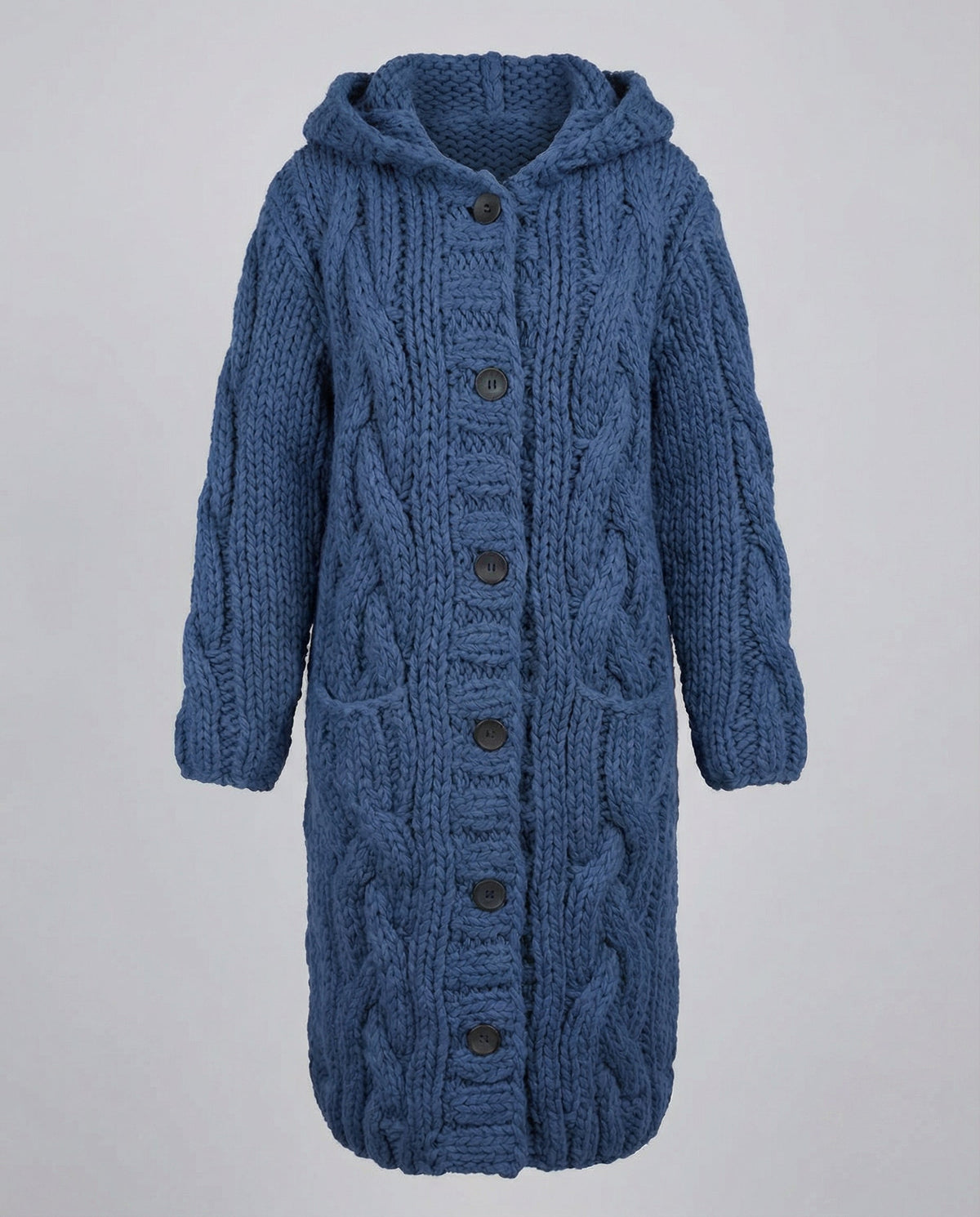 Long Hooded Cardigan Women Chunky Knit - View 8