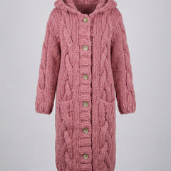 Long Hooded Cardigan Women Chunky Knit - View 9