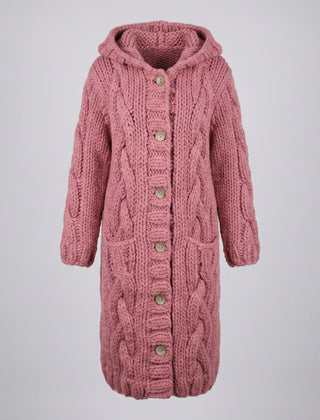 Long Hooded Cardigan Women Chunky Knit - View 9
