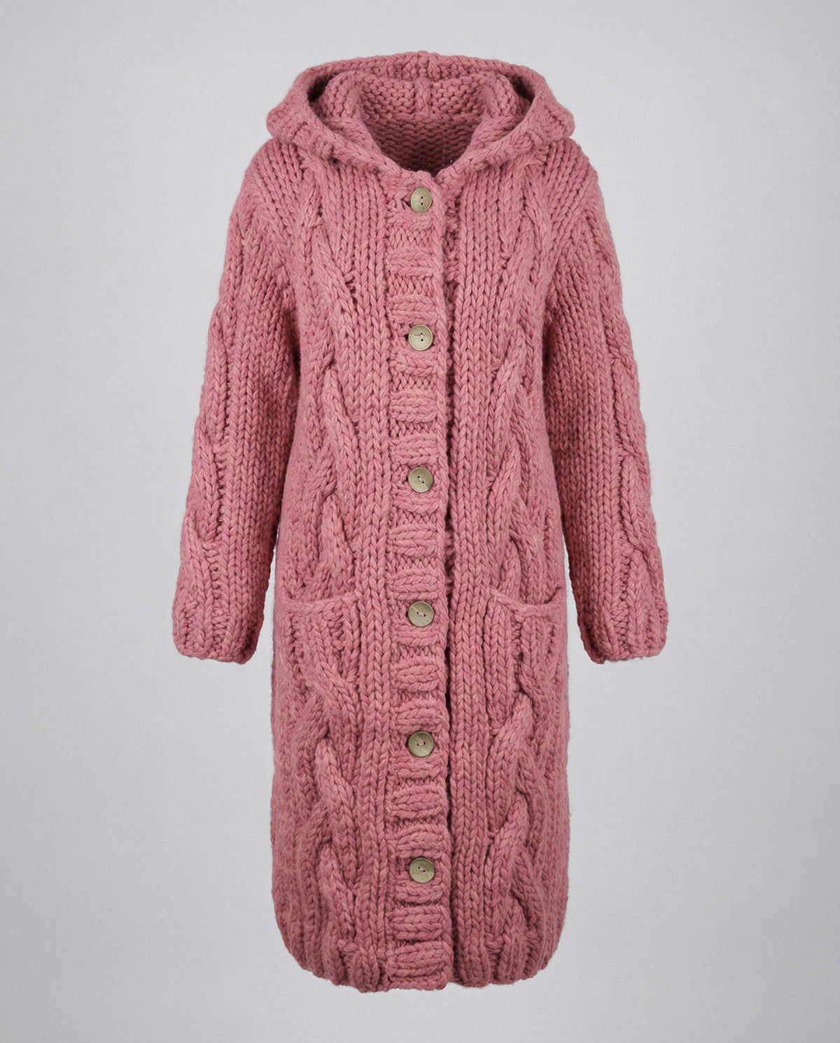 Long Hooded Cardigan Women Chunky Knit - View 9