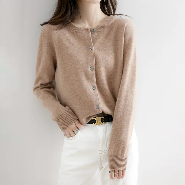 Cropped Button Cardigan Women Gold Buttons - View 2