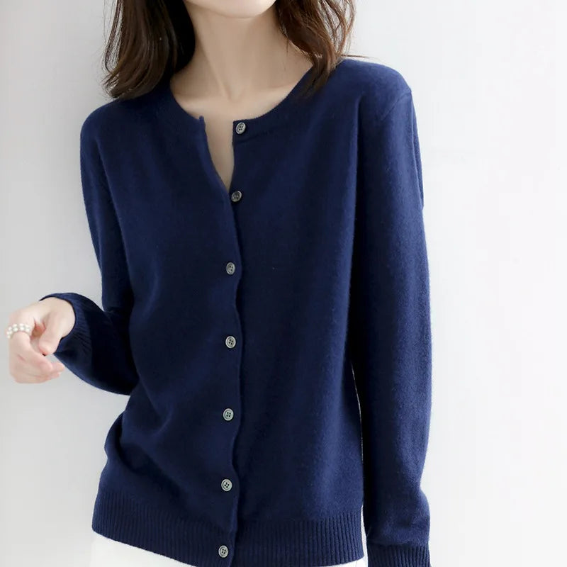 Cropped Button Cardigan Women Gold Buttons - View 3