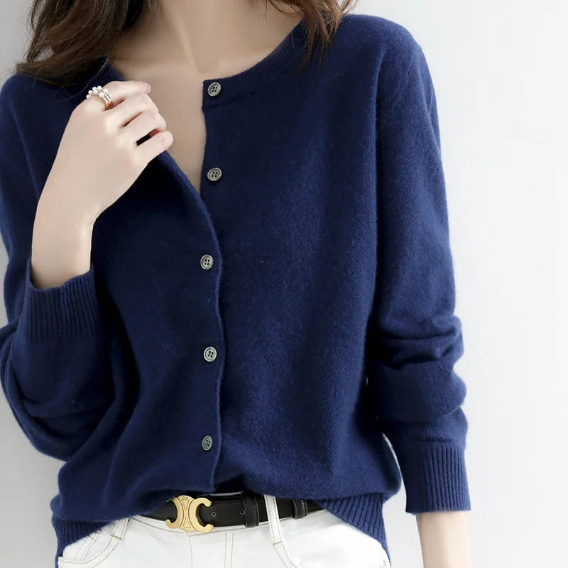 Cropped Button Cardigan Women Gold Buttons - View 7