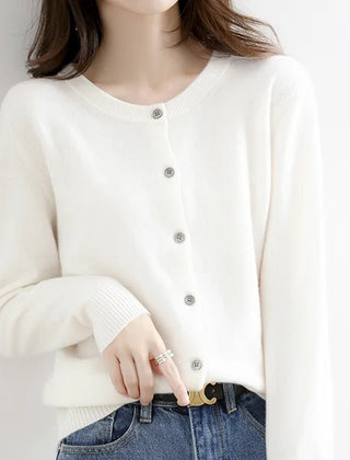 Cropped Button Cardigan Women Gold Buttons - View 9