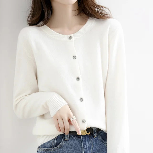 Cropped Button Cardigan Women Gold Buttons - View 9