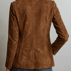 Womens Suede Blazer Jacket - View 2