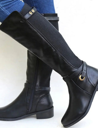 Knee High Leather Boots Women Flat