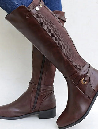Knee High Leather Boots Women Flat - View 2