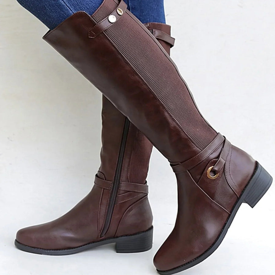 Knee High Leather Boots Women Flat - View 2