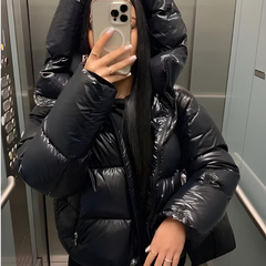 Short Hooded Puffer Jacket Women Winter - View 3