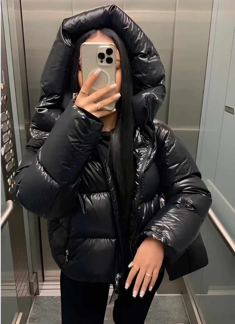 Short Hooded Puffer Jacket Women Winter - View 3