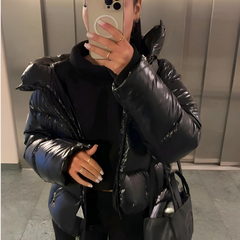 Short Hooded Puffer Jacket Women Winter - View 4