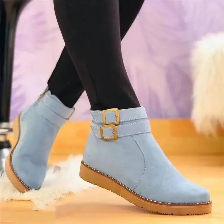 Fur Lined Buckle Ankle Boots Women - View 5