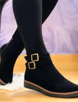 Fur Lined Buckle Ankle Boots Women - View 7