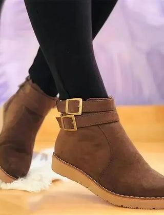 Fur Lined Buckle Ankle Boots Women - View 8