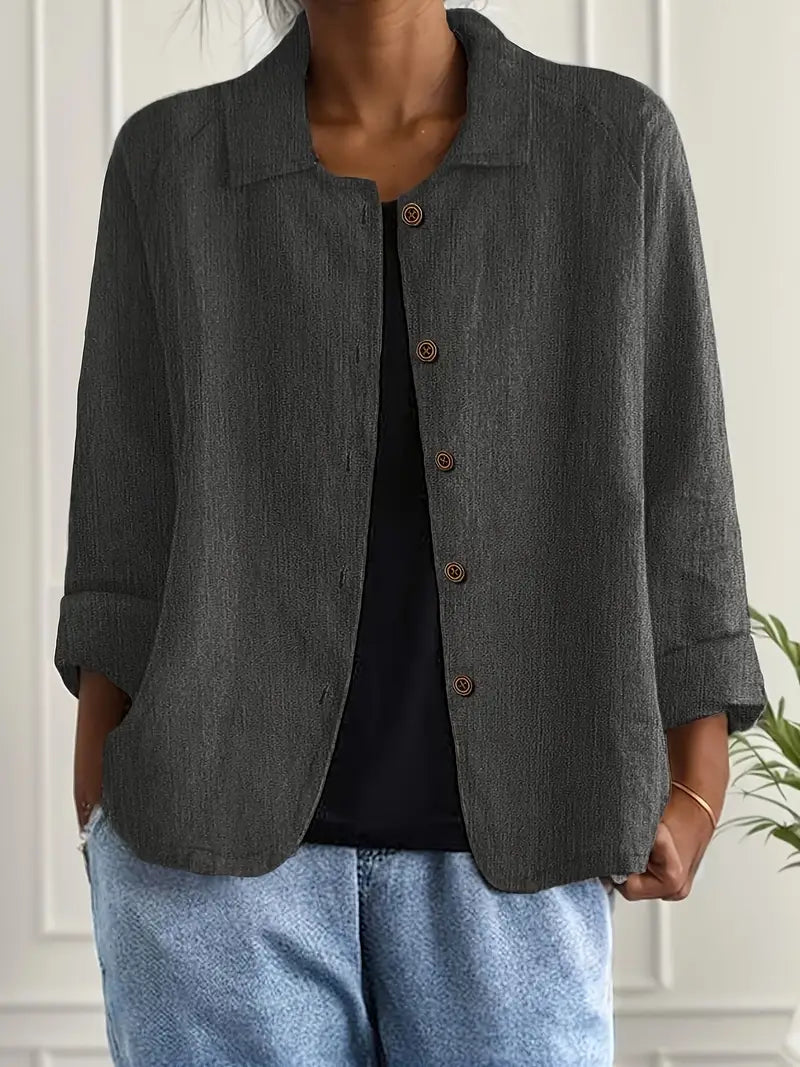 Marlowe | Long Sleeve Blazer Women, Collared Button Front Blazer Jacket