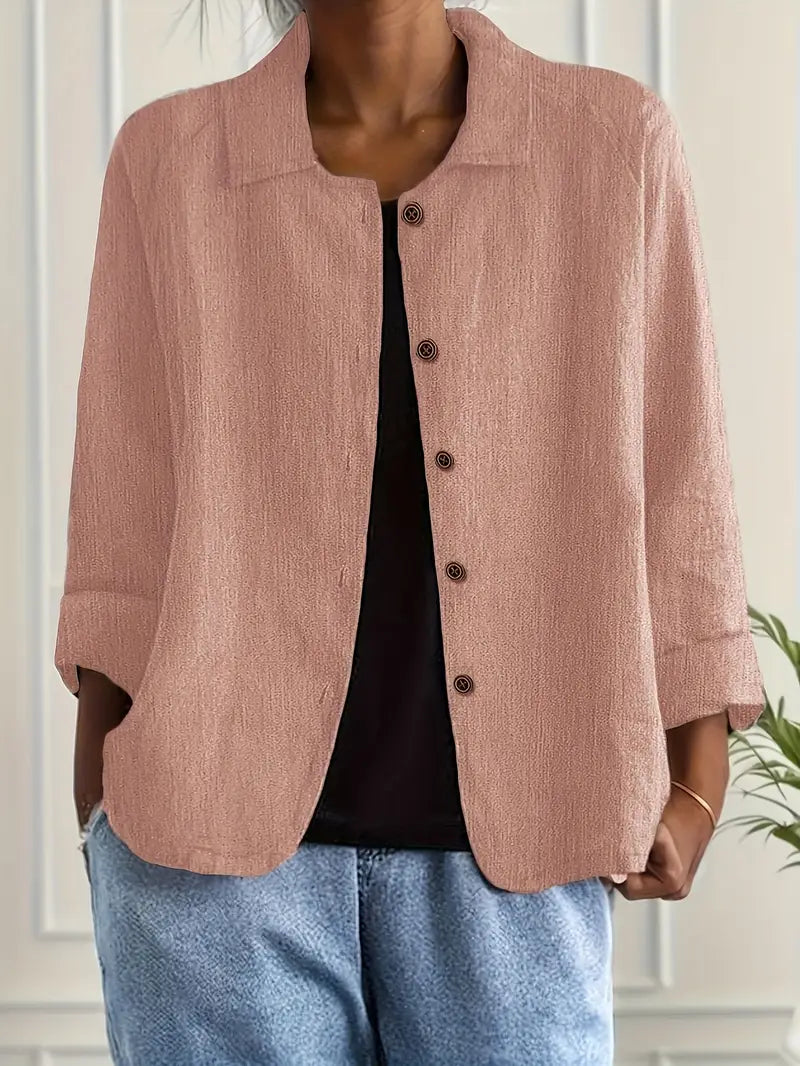Marlowe | Long Sleeve Blazer Women, Collared Button Front Blazer Jacket