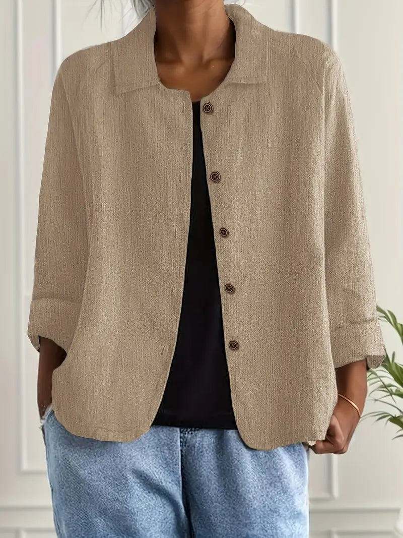 Marlowe | Long Sleeve Blazer Women, Collared Button Front Blazer Jacket