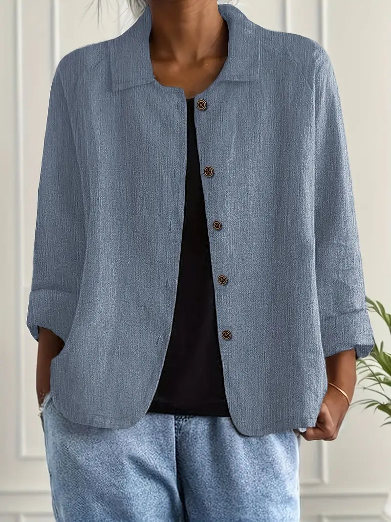 Marlowe | Long Sleeve Blazer Women, Collared Button Front Blazer Jacket
