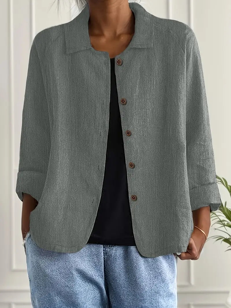 Marlowe | Long Sleeve Blazer Women, Collared Button Front Blazer Jacket
