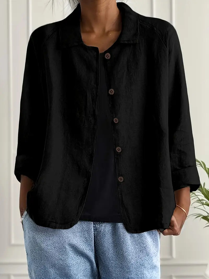 Marlowe | Long Sleeve Blazer Women, Collared Button Front Blazer Jacket