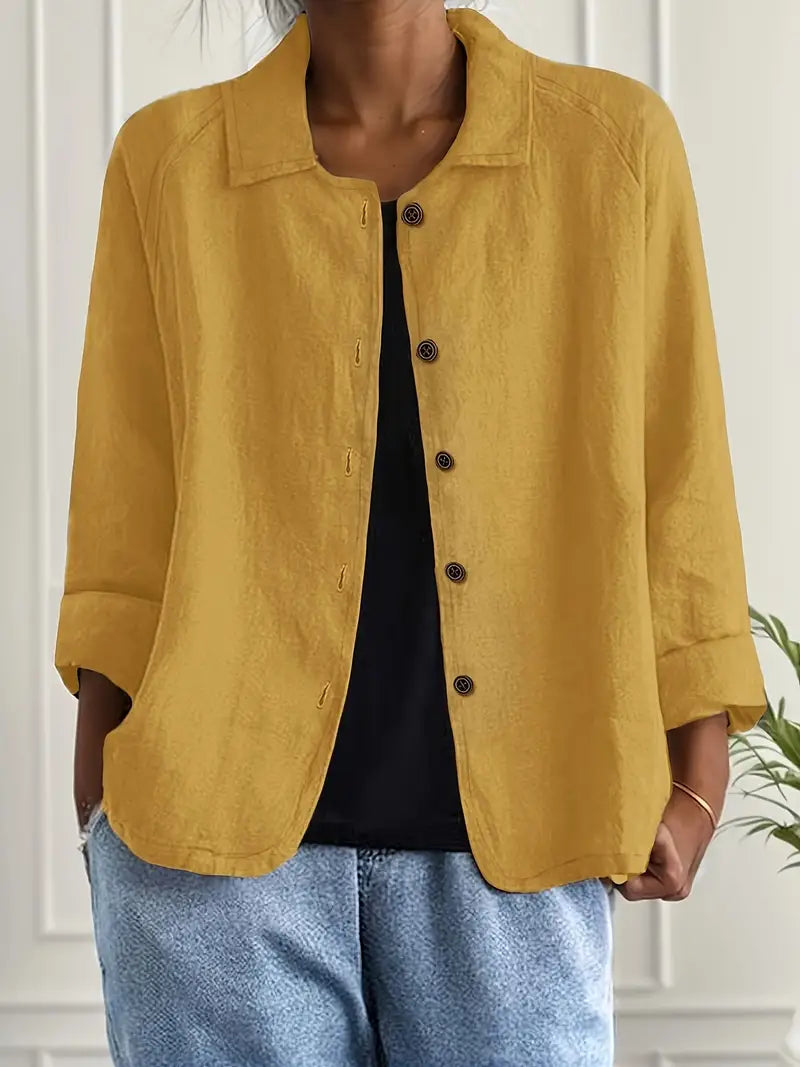 Marlowe | Long Sleeve Blazer Women, Collared Button Front Blazer Jacket